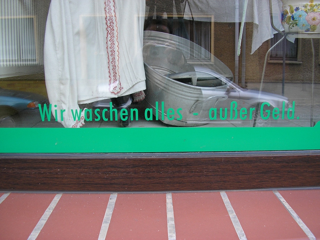 Werbespruch einer Wäscherei in Pritzwalk