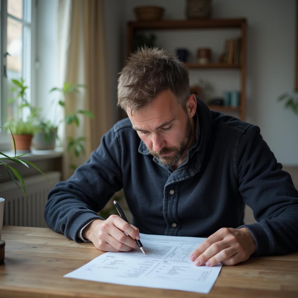 Mieter prüft Betriebskostenabrechnung kritisch. Heizkörper stimmt nicht mit Rechnung überein.