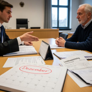 Anwalt und Vermieter klären den genauen Zeitpunkt der Wohnungsrückgabe, um die sechsmonatige Verjährung der Mietschäden zu stoppen.